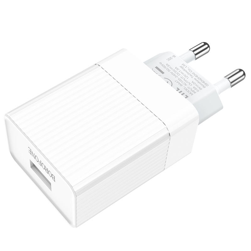 Мережевий зарядний пристрій BOROFONE BA47A Mighty speed single port QC3.0 3A 18W White (6931474728296)