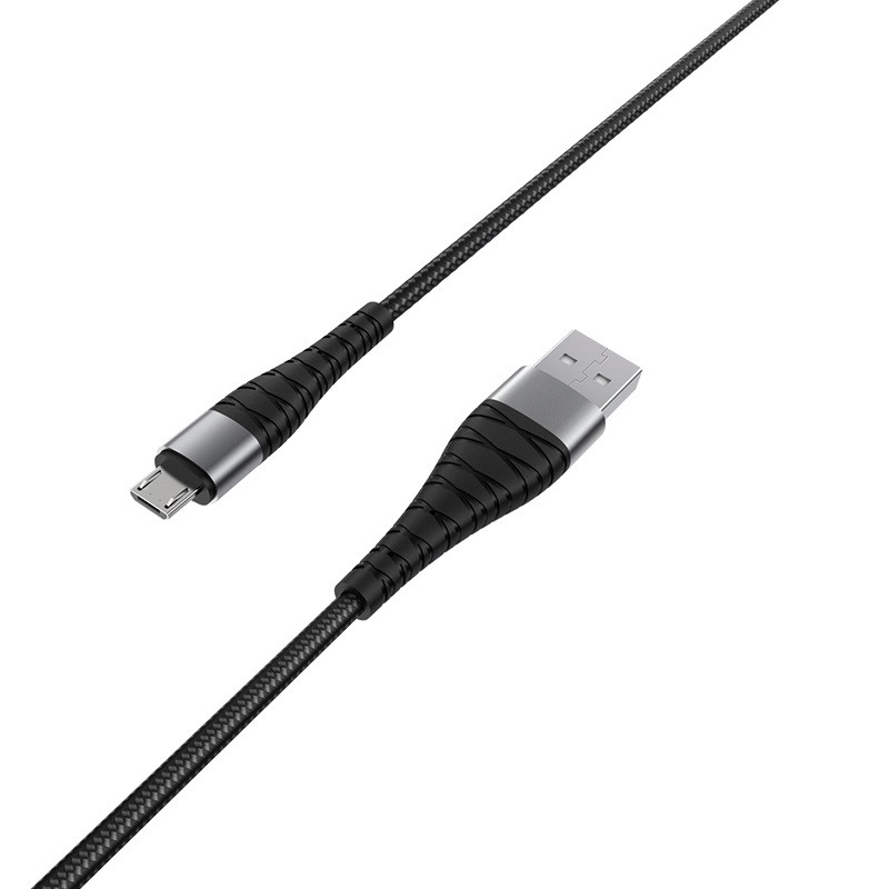 Кабель BOROFONE BX32 USB to Micro 2.4A, 1m, nylon, aluminum+TPE connectors, Black (6931474710437)