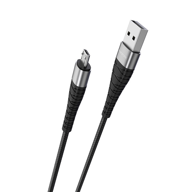 Кабель BOROFONE BX32 USB to Micro 2.4A, 1m, nylon, aluminum+TPE connectors, Black (6931474710437) Кабель BOROFONE BX32 USB to Micro 2.4A, 1m, nylon, aluminum+TPE connectors, Black (6931474710437)