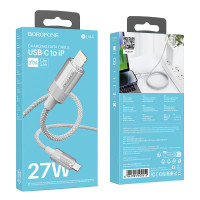 Кабель USB Borofone BU44 Sincero PD27W Type-C to Lightning 1.2m Зелений