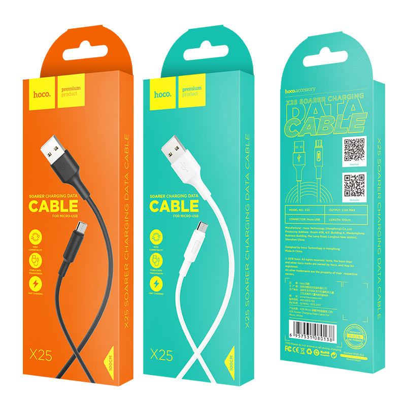 Кабель HOCO X25 USB to Micro 2A, 1m, PVC, PVC connectors, Black (6957531080121) Кабель HOCO X25 USB to Micro 2A, 1m, PVC, PVC connectors, Black (6957531080121)