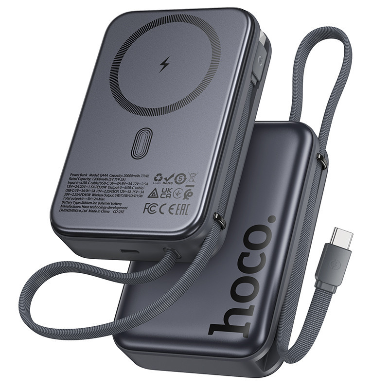 Универсальная Мобильная Батарея Power Bank Hoco Q44A Origen dual PD45W magnetic 20000mAh Серый