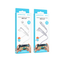 Кабель USB Borofone BX105 Corriente PD27W Type-C to Lightning Колір Сiрий