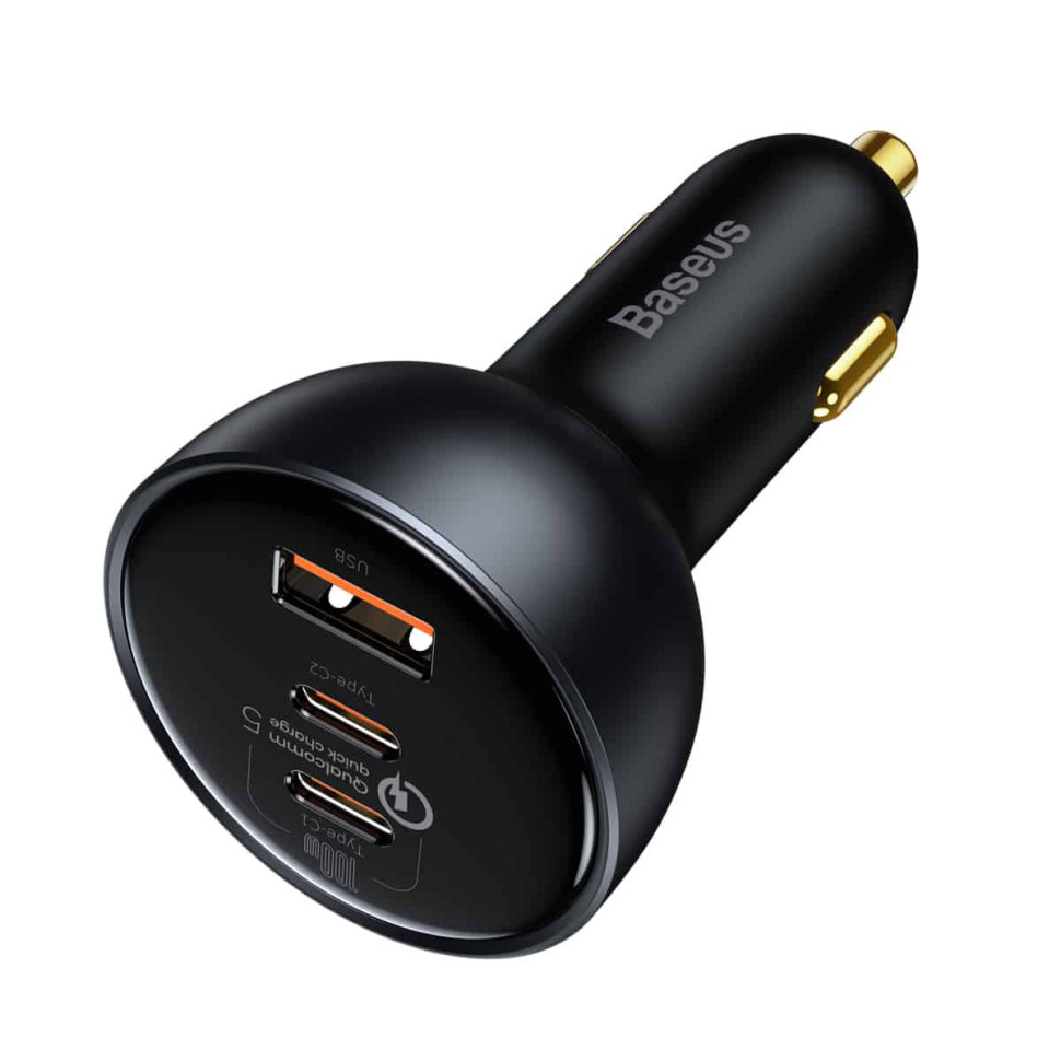 Автомобільний зарядний пристрій Baseus Qualcomm Quick Charge 5 Technology Multi-Port Fast Charge Car Charger C+C+U 160W set Gray (TZCCZM-0G)