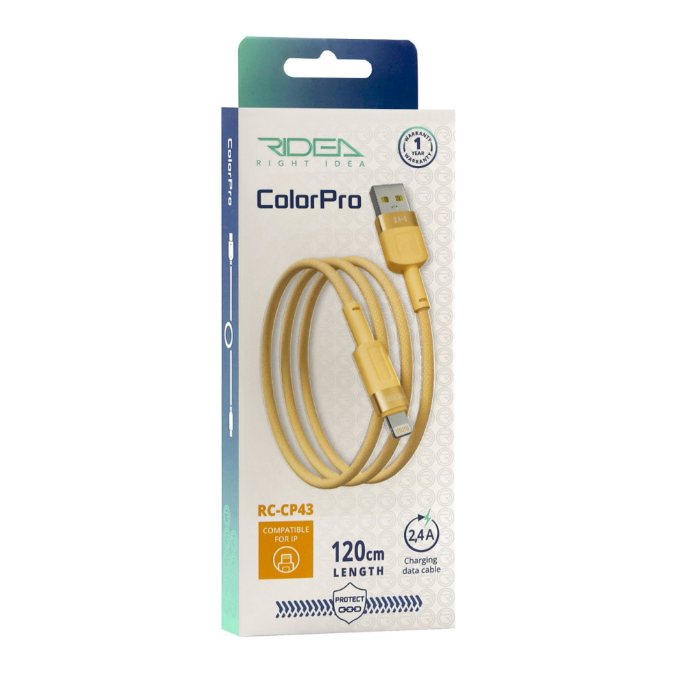 Кабель USB Ridea RC-CP43 ColorPro Lightning 12W 1.2m Рожевий