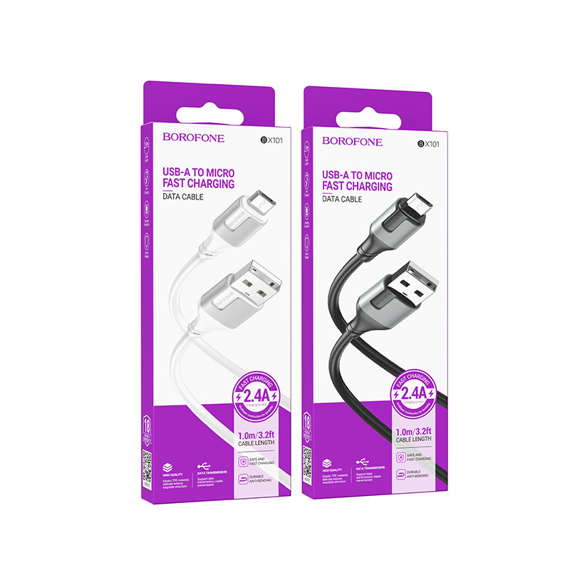 Кабель USB Borofone BX101 Creator Micro 2.4A Бiлий