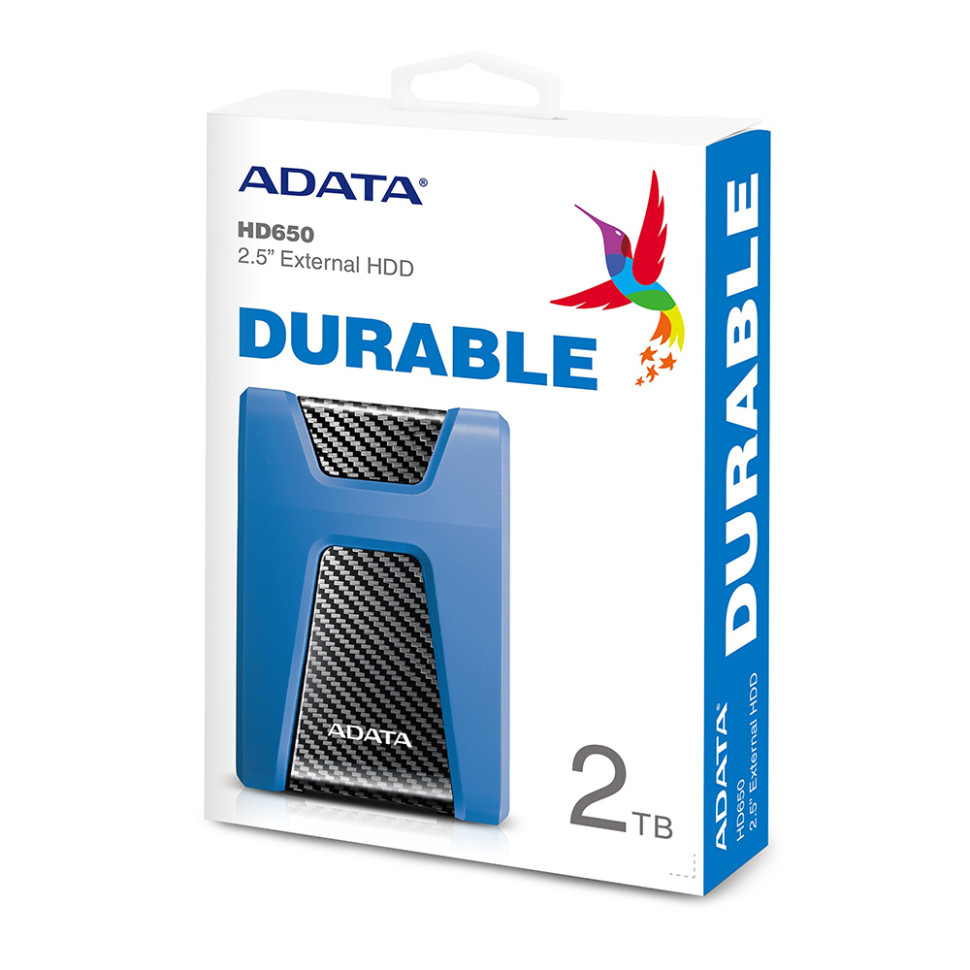 Зовнішній жорсткий диск PHD External 2.5'' ADATA USB 3.2 Gen. 1 DashDrive Durable HD650 2TB Blue (AHD650-2TU31-CBL)