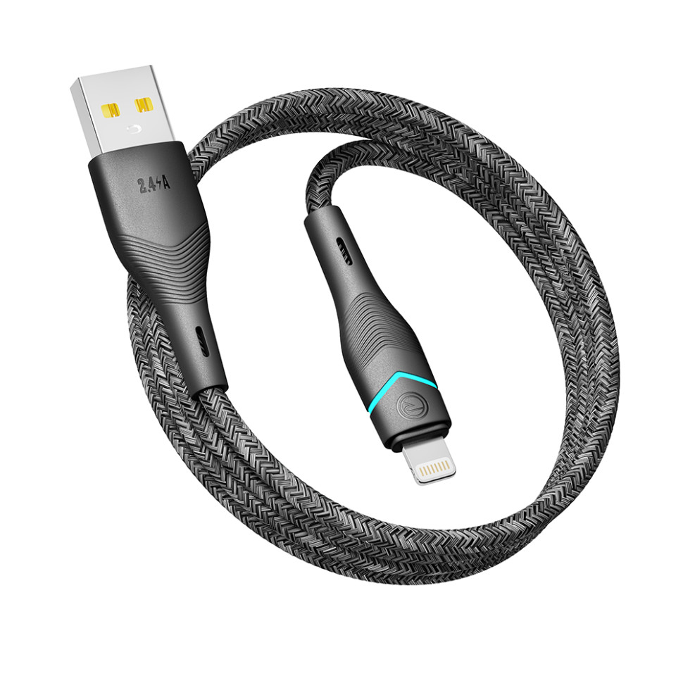 Кабель USB Ridea RC-RL15 RGB Light Lightning 12W 1.2m Чорний