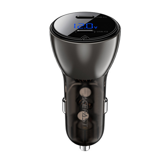 Автомобільний зарядний пристрій ACEFAST B10 metal car charger 60W (USB-C + USB-C) with digital display Black (6974316282358)