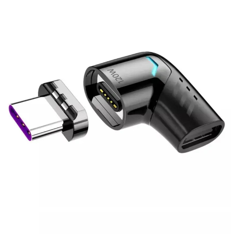 Адаптер Magnetic Type-C 120W кутовий 90 градусів Чорний