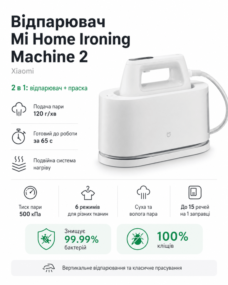Відпарювач Xiaomi Mi Home Ironing Machine 2 (123456)