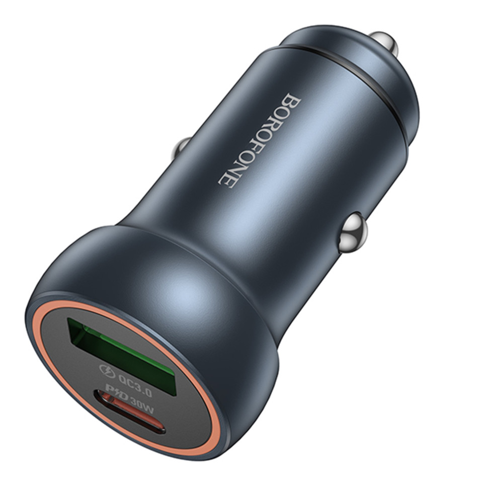 Автомобильное Зарядное Устройство Borofone BZ32A 1USB/1USB-C QC/PD30W Серый