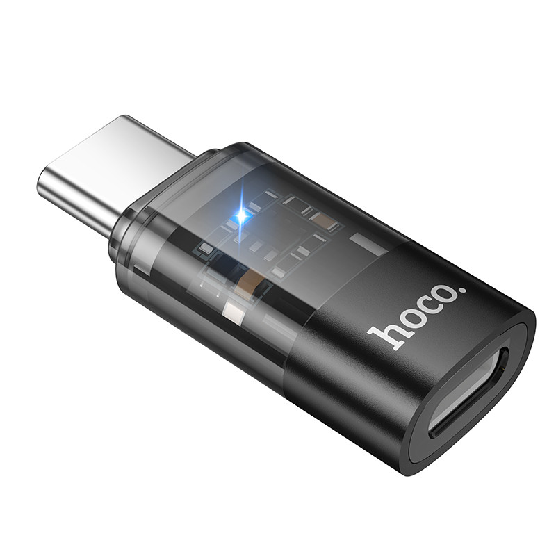Перехідник HOCO UA36B C male to USB female OTG transparent adapter Black (6942007647236)