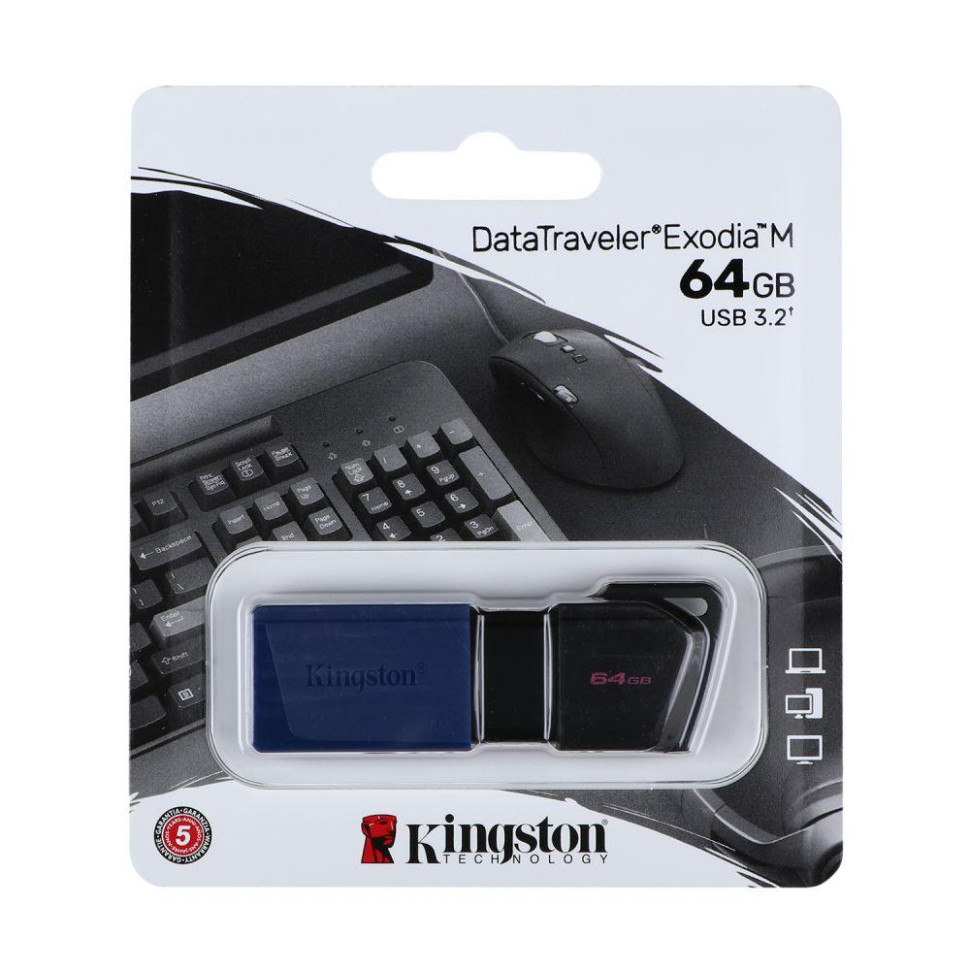 USB флеш-накопитель 3.2 Kingston DataTraveler Exodia M 64GB Черный/Синий