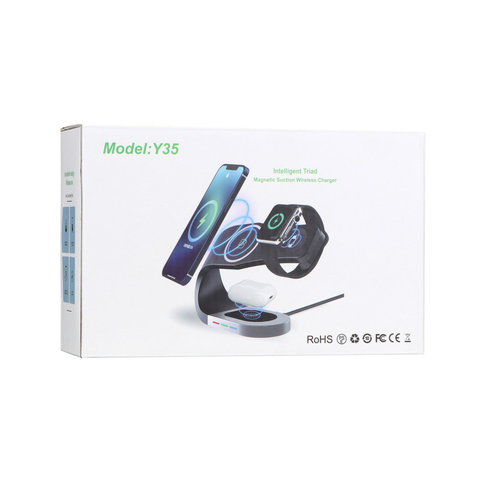 Бездротовий Зарядний Пристрій з MagSafe Y35 3in1 15W IP Version Чорний