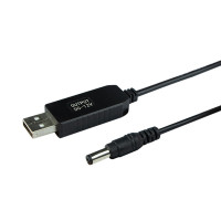 Кабель USB to DC для роутера з 5v на 12v 0.6A 5.5х2.1 mm Чорний