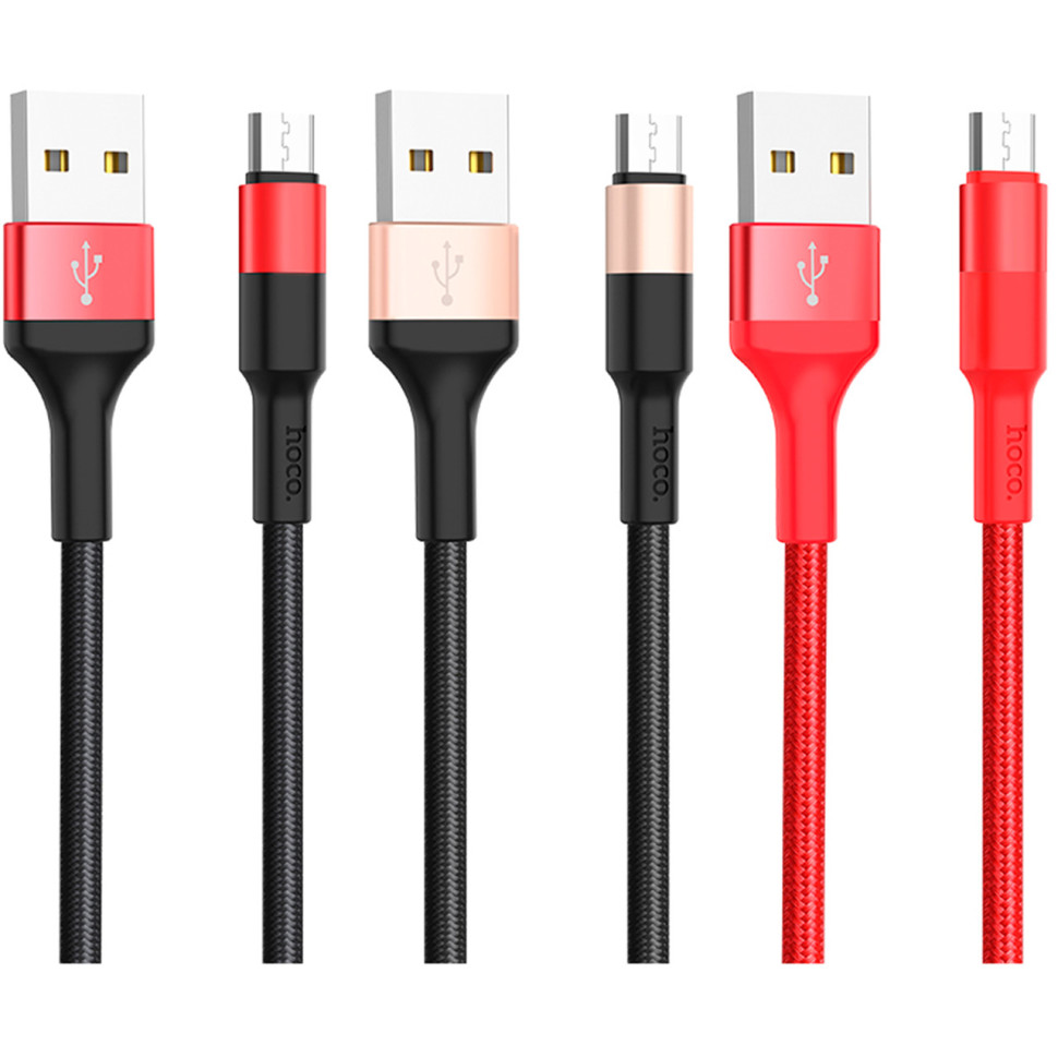 Кабель USB Hoco X26 Xpress Charging Micro Чорно-Червоний