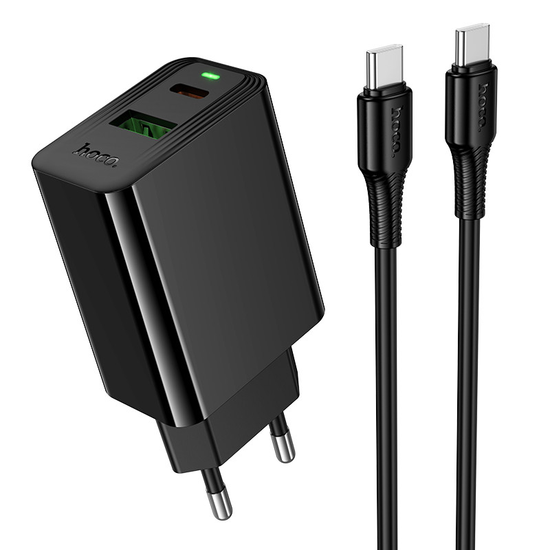 Мережевий зарядний пристрій HOCO CS94A Leader PD20W+QC3.0 charger set(C to C) Black (6942007671118)