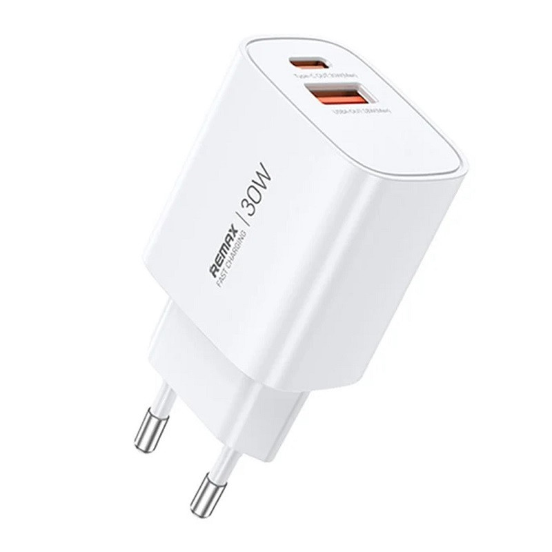 Мережевий зарядний пристрій REMAX GaN Fast Charging Charger A+C U187-AC30W EU (6954851247128)