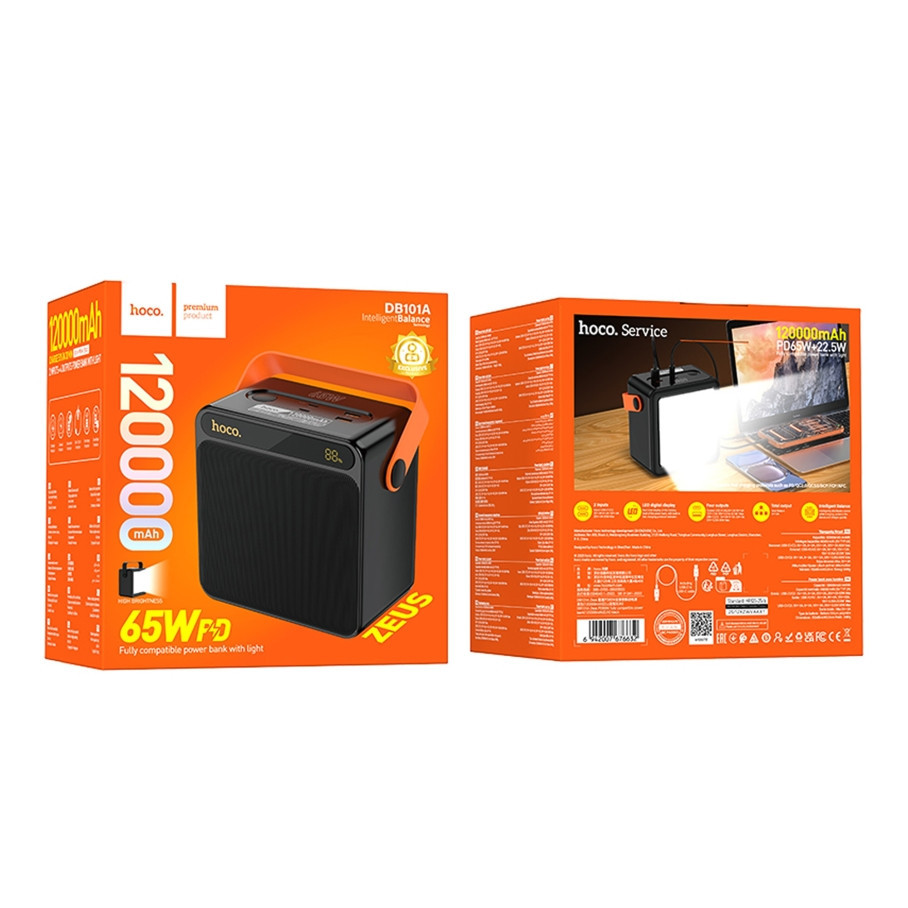 Мобільна Батарея Power Bank Hoco DB101A 65W Zeus (120000 mAh \ колір чорний)