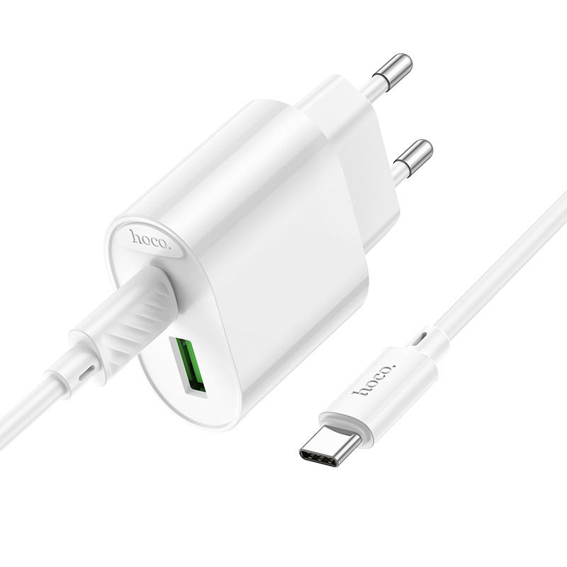 Мережевий зарядний пристрій з кабелем HOCO C109A(PD20W+QC3.0) Fighter PD20W+QC3.0 charger set(C to C) White (6942007656733) Мережевий зарядний пристрій з кабелем HOCO C109A(PD20W+QC3.0) Fighter PD20W+QC3.0 charger set(C to C) White (6942007656733)