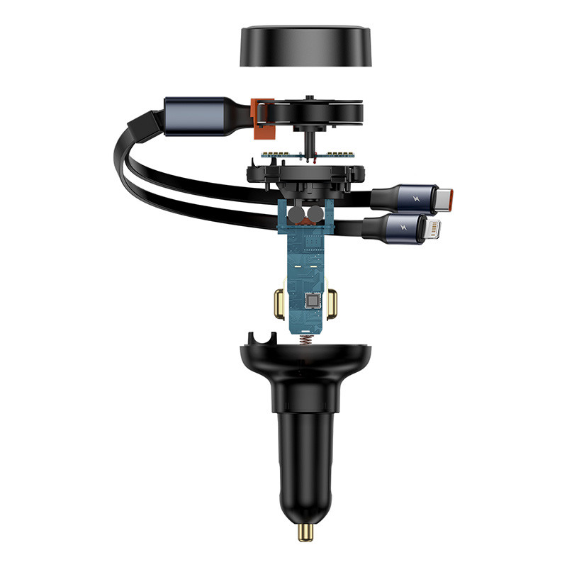 Автомобільний зарядний пристрій Baseus Enjoyment Pro Car Charger C+Retractable C & iP Cable 60W Cluster Black (C00057802111-00)