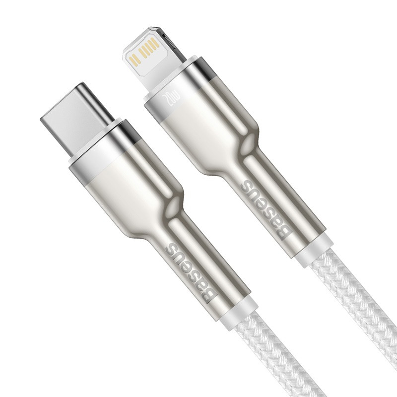 Кабель Baseus Cafule Series Metal Data Cable Type-C to iP PD 20W 2m White (CATLJK-B02) Кабель Baseus Cafule Series Metal Data Cable Type-C to iP PD 20W 2m White (CATLJK-B02)