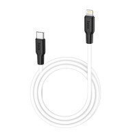 Кабель USB Hoco X21 Plus Silicone PD 20W (з Type-C на Lightning) (колір чорно-білий)