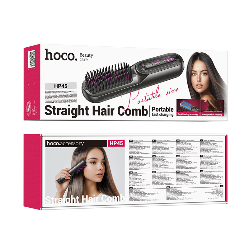 Гребінець для випрямлення волосся HOCO HP45 Heating straight hair comb Gray (6942007654593)