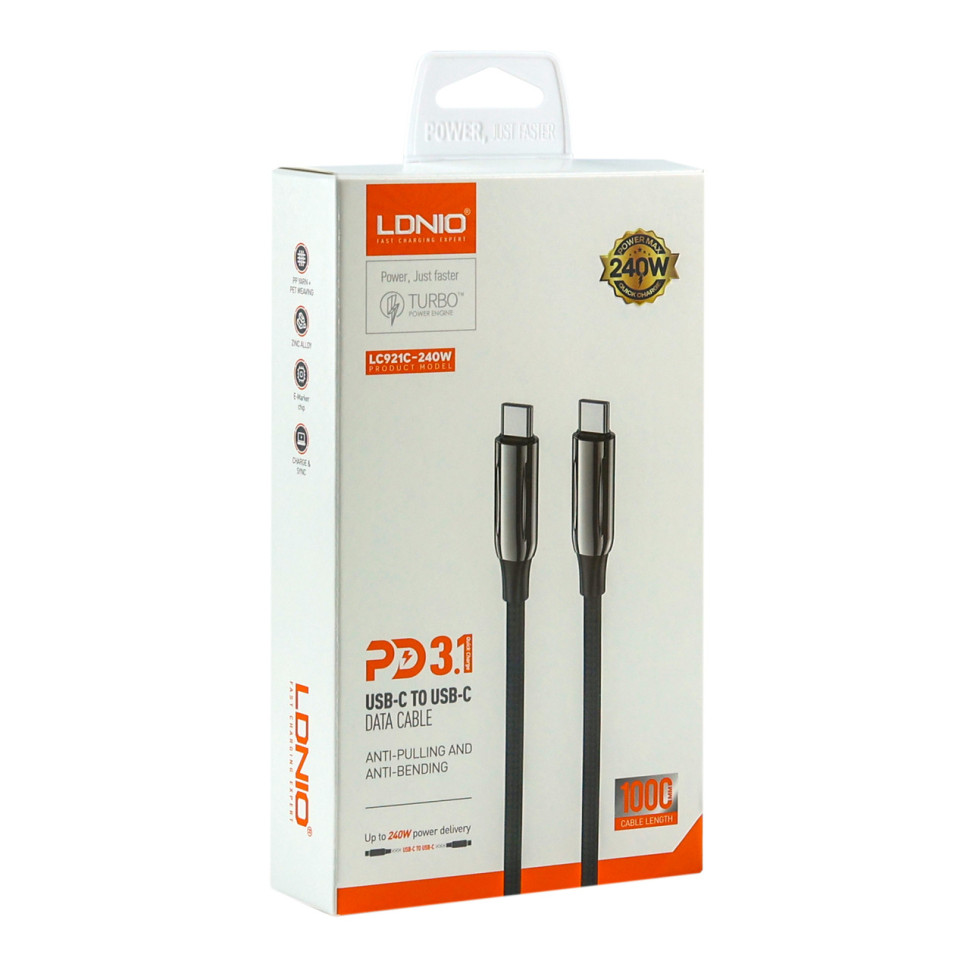 Кабель USB LDNIO LC921 PD3.1/240W Type-C to Type-C Сiрий