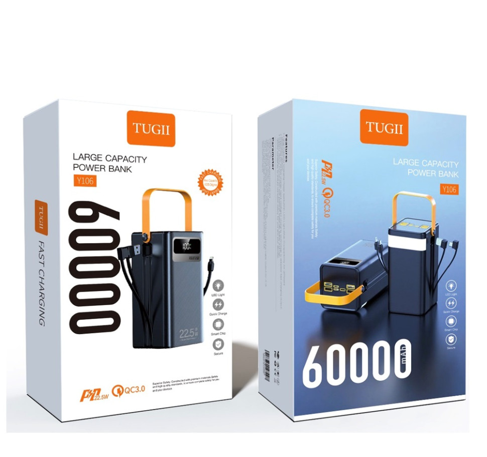 Зовнішній акумулятор WUW Y106 （PD22.5W quick charge) 60000mAh Black (Y106)