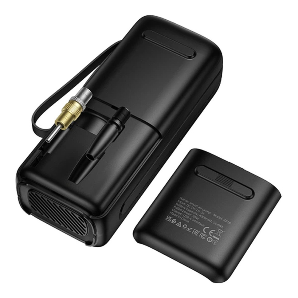 Автомобільний компресор Hoco ZP18 (об'єм 4000 mAh) (колір чорний)
