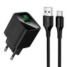Мережевий зарядний пристрій Hoco CS111A Lounge 22.5W + кабель USB-A на Type-C (колір чорний) Мережевий зарядний пристрій Hoco CS111A Lounge 22.5W + кабель USB-A на Type-C (колір чорний)