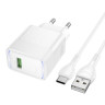 Мережевий зарядний пристрій Hoco CS111A Lounge 22.5W + кабель USB-A на Type-C (колір білий)